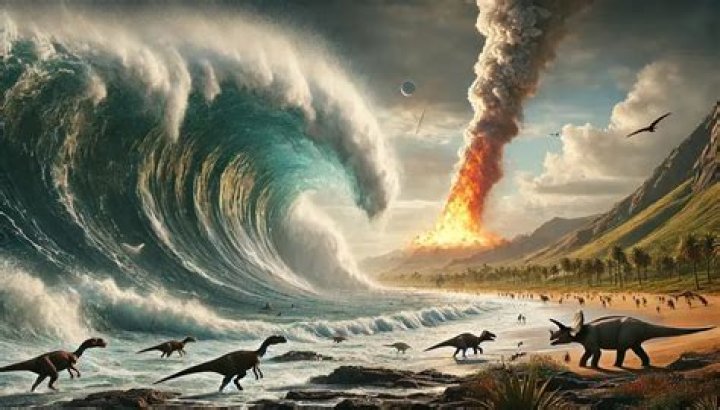 How big was the wave from the meteor that killed the dinosaurs?
