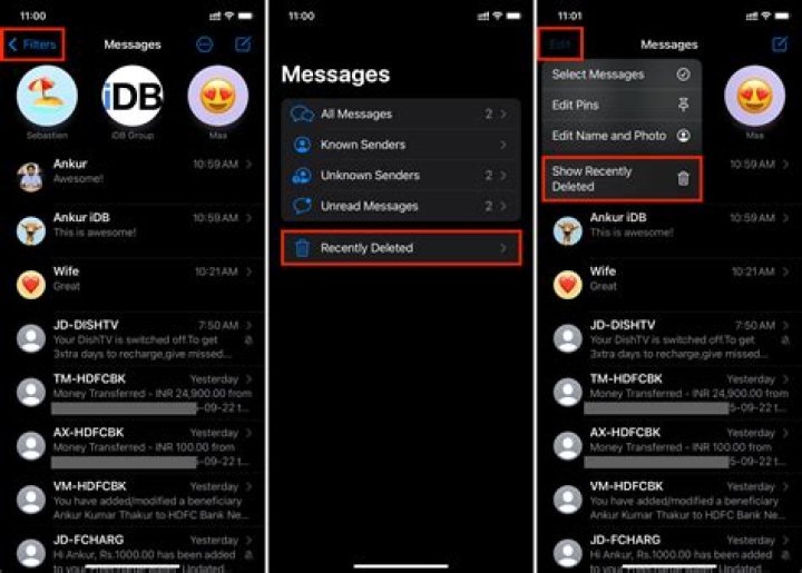 How can I retrieve deleted messages from my iPhone?
