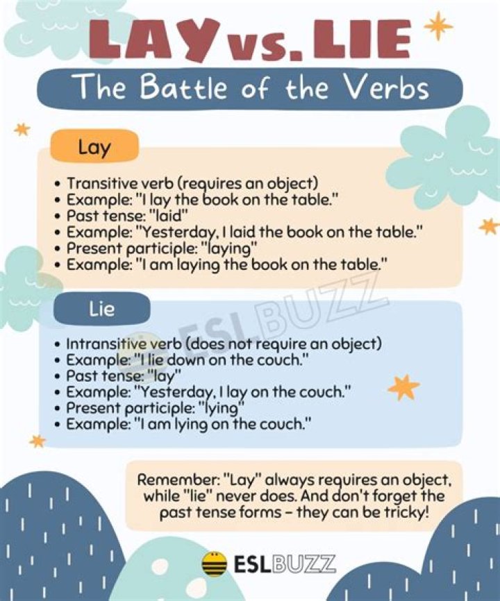 How do you use lay and lie in a sentence?