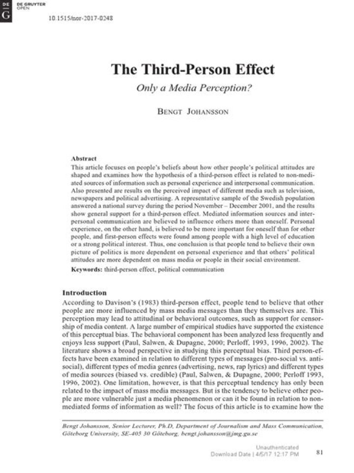 How does third-person effect the reader?