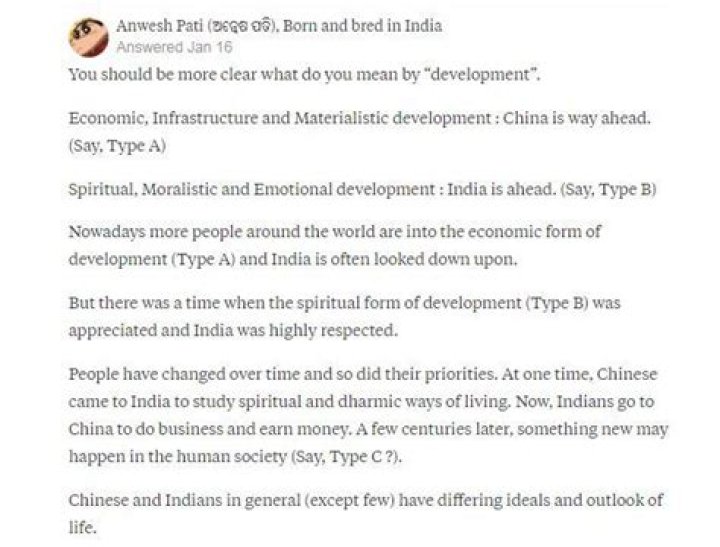Is India more developed than China?