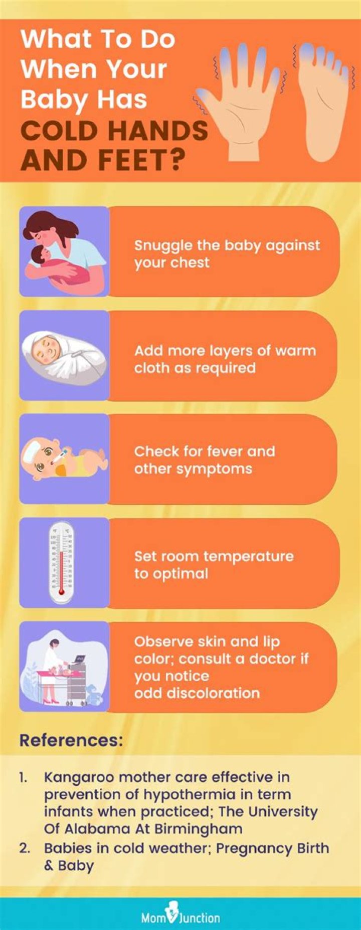 Is it OK for babies hands to be cold at night?