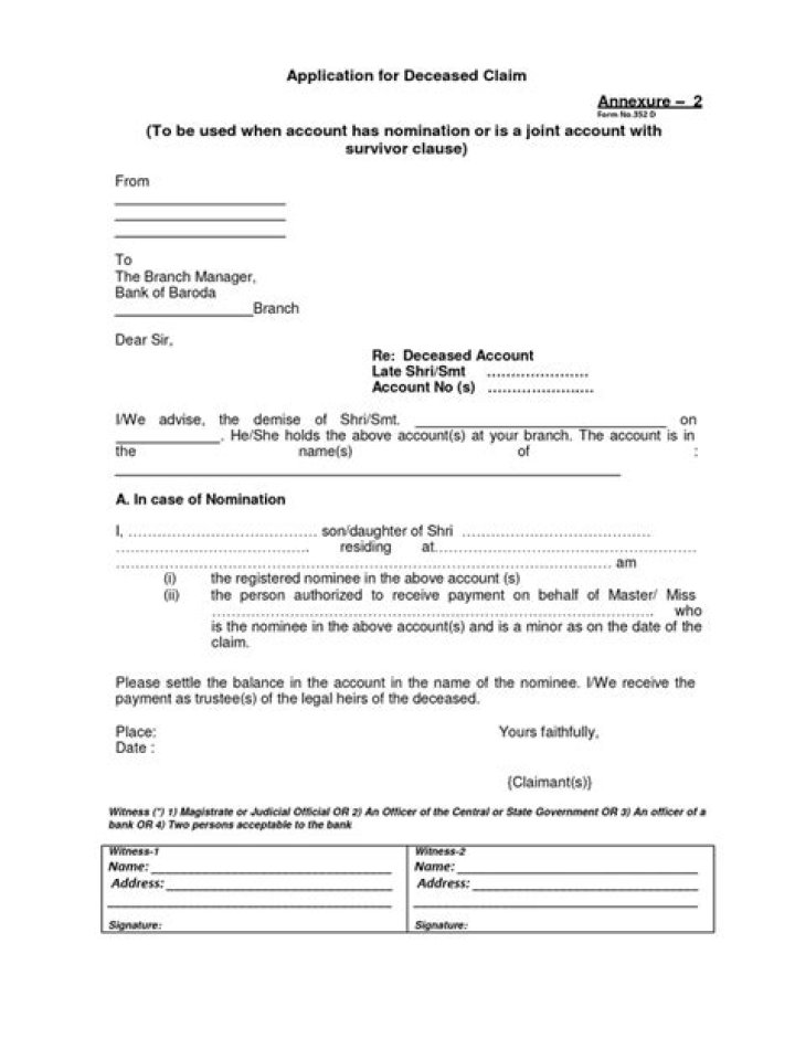 What are the documents required for deceased claim?