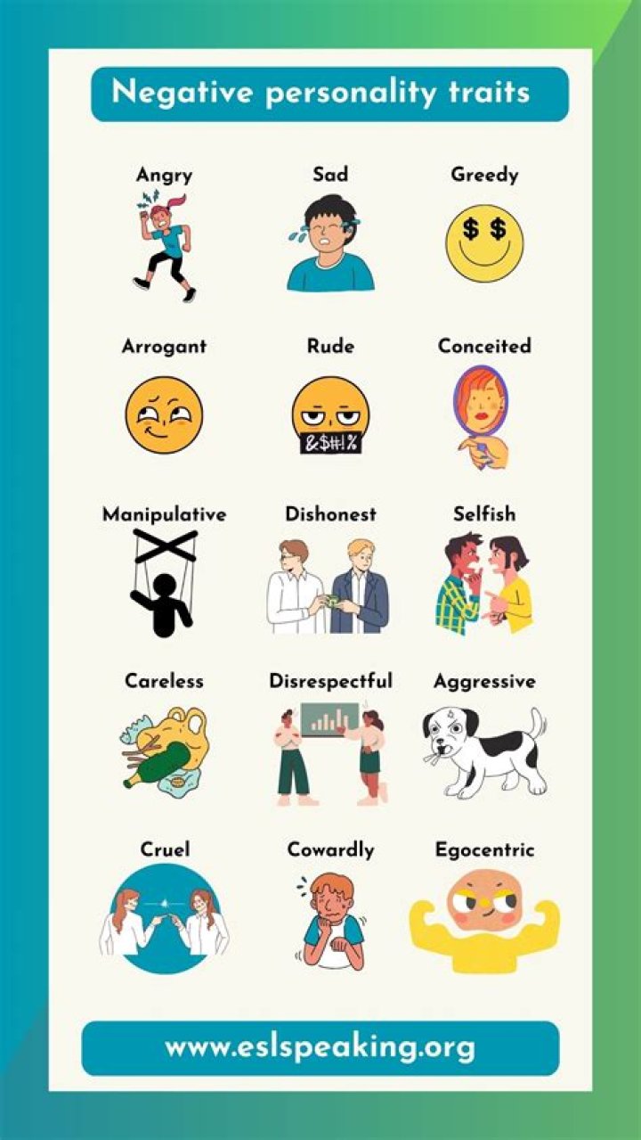 What are three negative personality traits?