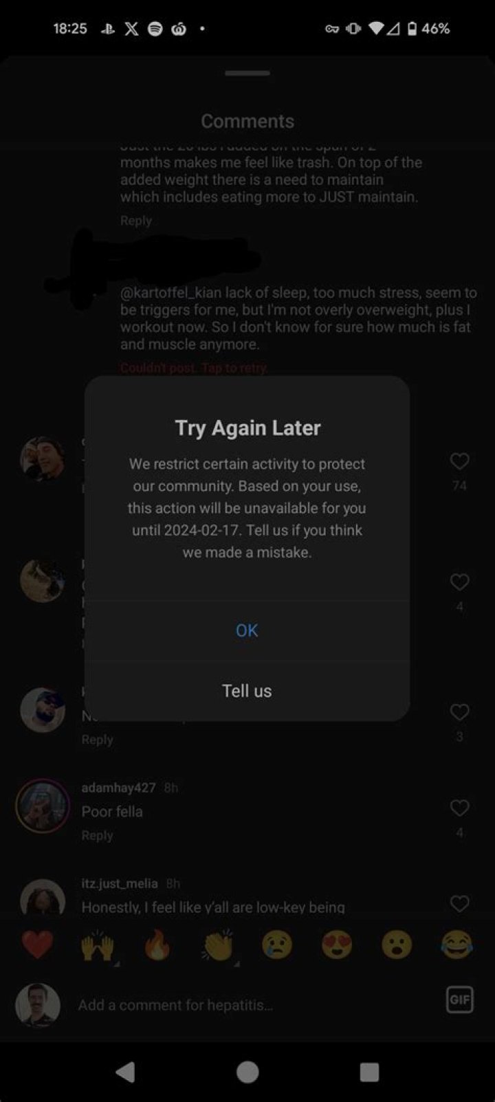 What happens when you get a 24 hour ban on Facebook?