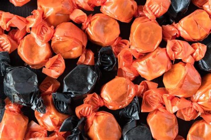 What is the candy in orange and black wrappers?