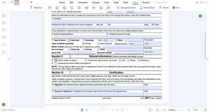 What is the IRS fax number for Form 3911?