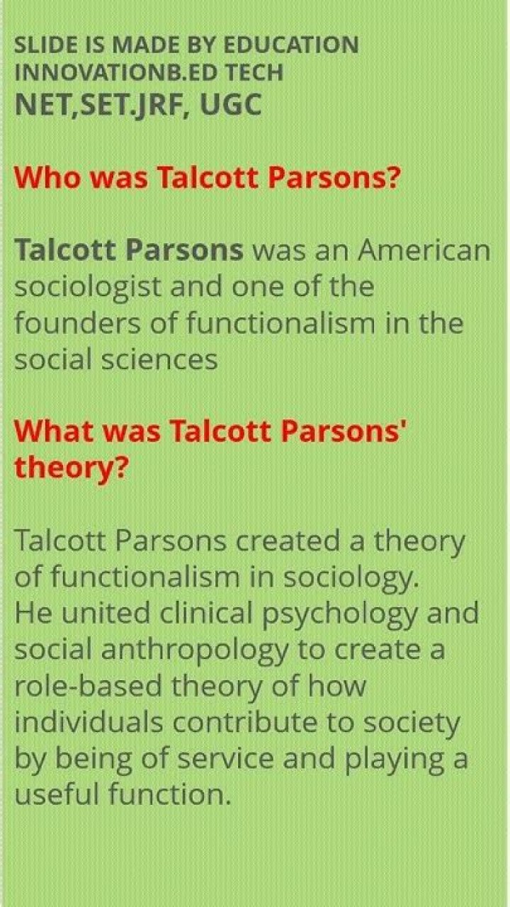 What was Talcott Parsons theory?
