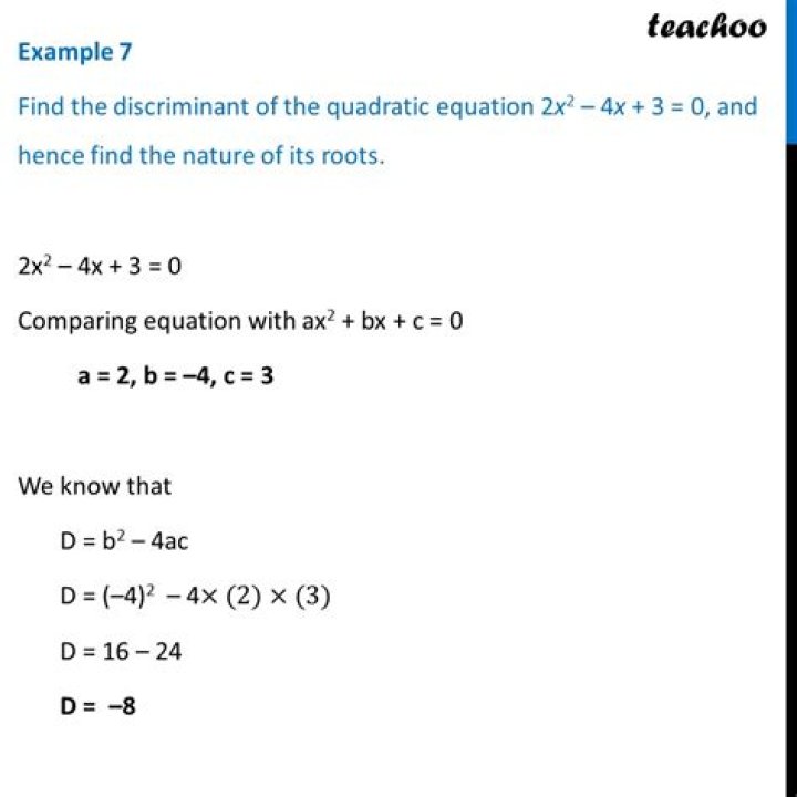 Which of the following is the value of the discriminant of the quadratic equation 2x 2 3x 5 0?