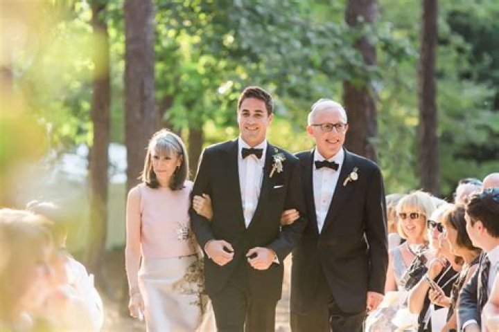 Who walks the groom's mom down the aisle?